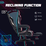 Racing Gaming Chair with Cat Ears - Reclining Computer Chair with Footrest