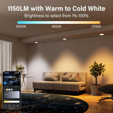 Smart LED Disk Lights 5/6 Inch - RGBWW Color Changing Dimmable Recessed Ceiling Lights (6-Pack)