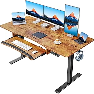 48" x 24" Electric Standing Desk with Large Keyboard Tray(26.7"), Adjustable Height Stand Up Desk for Home Office