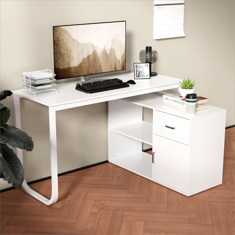 Large L-Shaped Computer Desk, 53" Home Office Desk with Storage File Cabinet