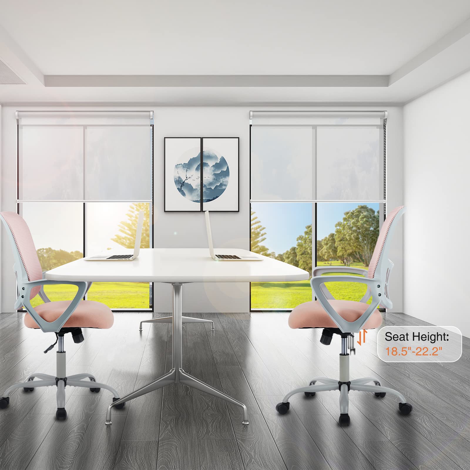 Office Desk Chair, Adjustable Mesh Computer Chair with Lumbar Support Armrest