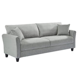 85 Inches Mid-Century Modern Couch 3 Seater Sofa with 2 Throw Pillows,