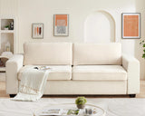 87" Beige Sofa Couch, Modern 2 Seater Sofa with Washable Cushion Covers, Comfy Deep