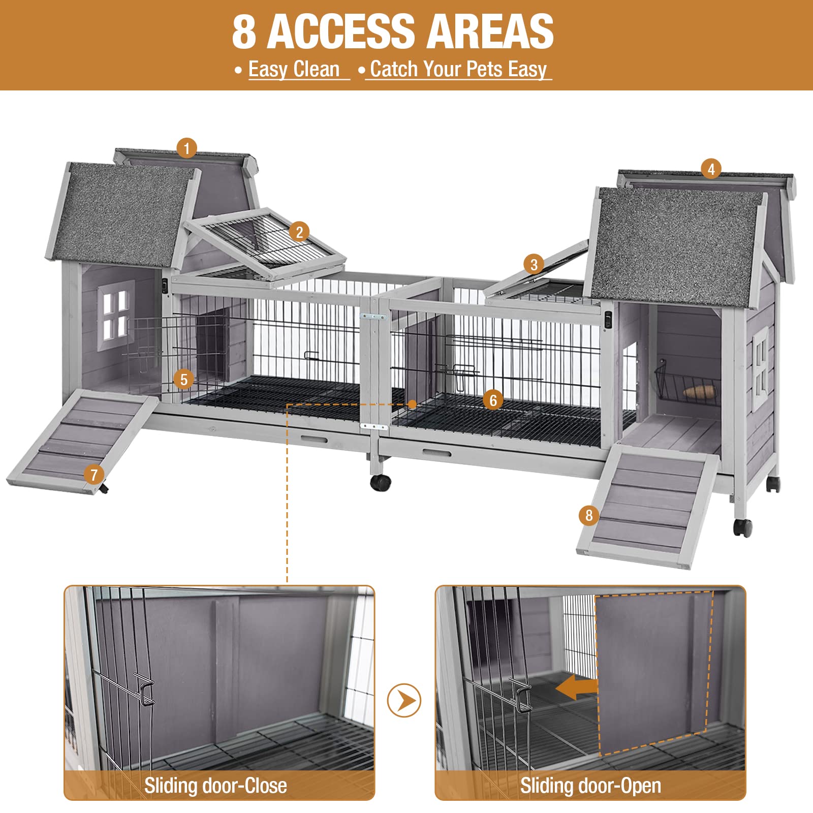 Rabbit Hutch Indoor Outdoor Bunny Cage Upgrade Large Space for Rabbit,Guinea Pig