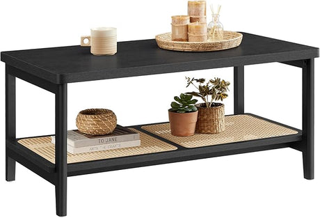 2-Tier Coffee Table for Living Room, Living Room Table Rectangular Center Table