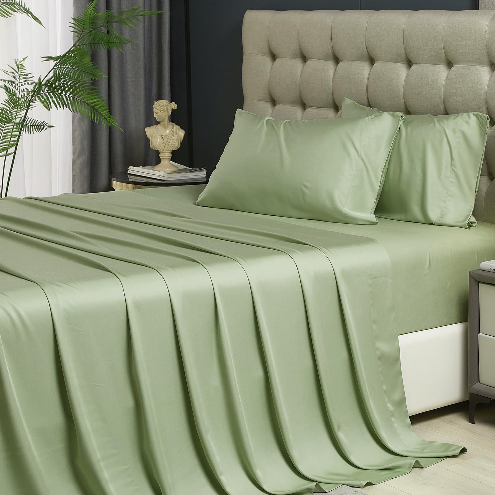 Full Sheets Sets, Rayon Derived from Bamboo, Extra Deep Pocket Sheets Fits 18"-24"