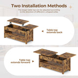 Coffee Table, 47.2" Lift Top Coffee Table with 2 Storage Drawers and Hidden Compartment