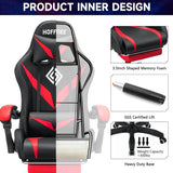 RGB Gaming Chair with Bluetooth Speakers, Massage & Footrest