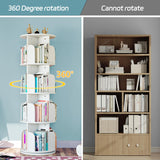 EasyCom Rotating Bookshelf, Spinning Bookshelf Tower for Kids, 4 Tier Rotating Bookshelf Kids, 360 Rotating Bookshelf with Storage, Wooden Revolving Bookcase for Kids Room, White