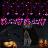 Halloween Window Lights, Hanging Halloween Decorations Orange Purple Cat Spider and