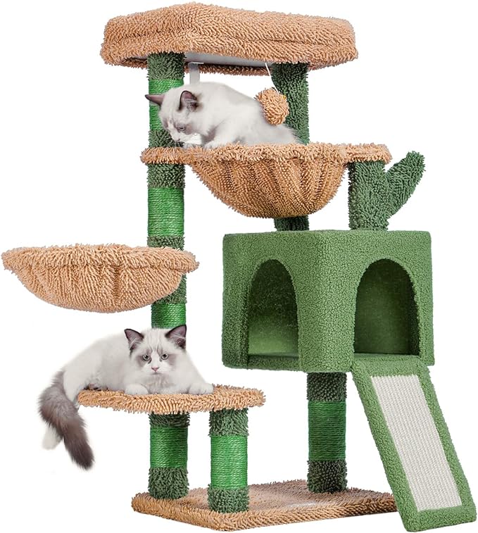 Cat Tree, Cat Tower for Indoor Cats, Cat House with Large Padded Bed, Cozy Condo