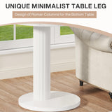 Round End Table Set, White Side Table with Faux Marble, Modern C-Shaped Nightstand