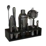 13-Piece Cobbler Cocktail Shaker Set: Black Polished Stainless Steel Bartender Kit For