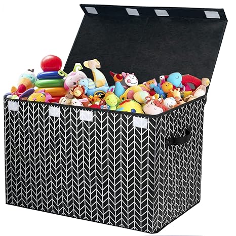 Toy Box Chest with Flip Lid, Toy Storage Organizers Bin Boxes Basket with Sturdy Handles