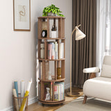 Solid Wood Rotating Bookshelf with Brake Wheels,