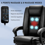 Black Executive Office Chair Heated Office Chair with 4 Points Vibration Massage