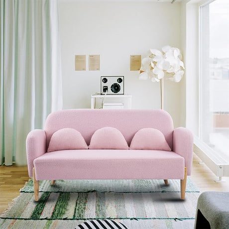 Sectional Couch Sofa with 3 Lumbar Pillows Teddy Velvet Cloud Couch
