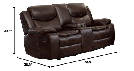 Manual Double Glider Reclining Loveseat, Dark Brown