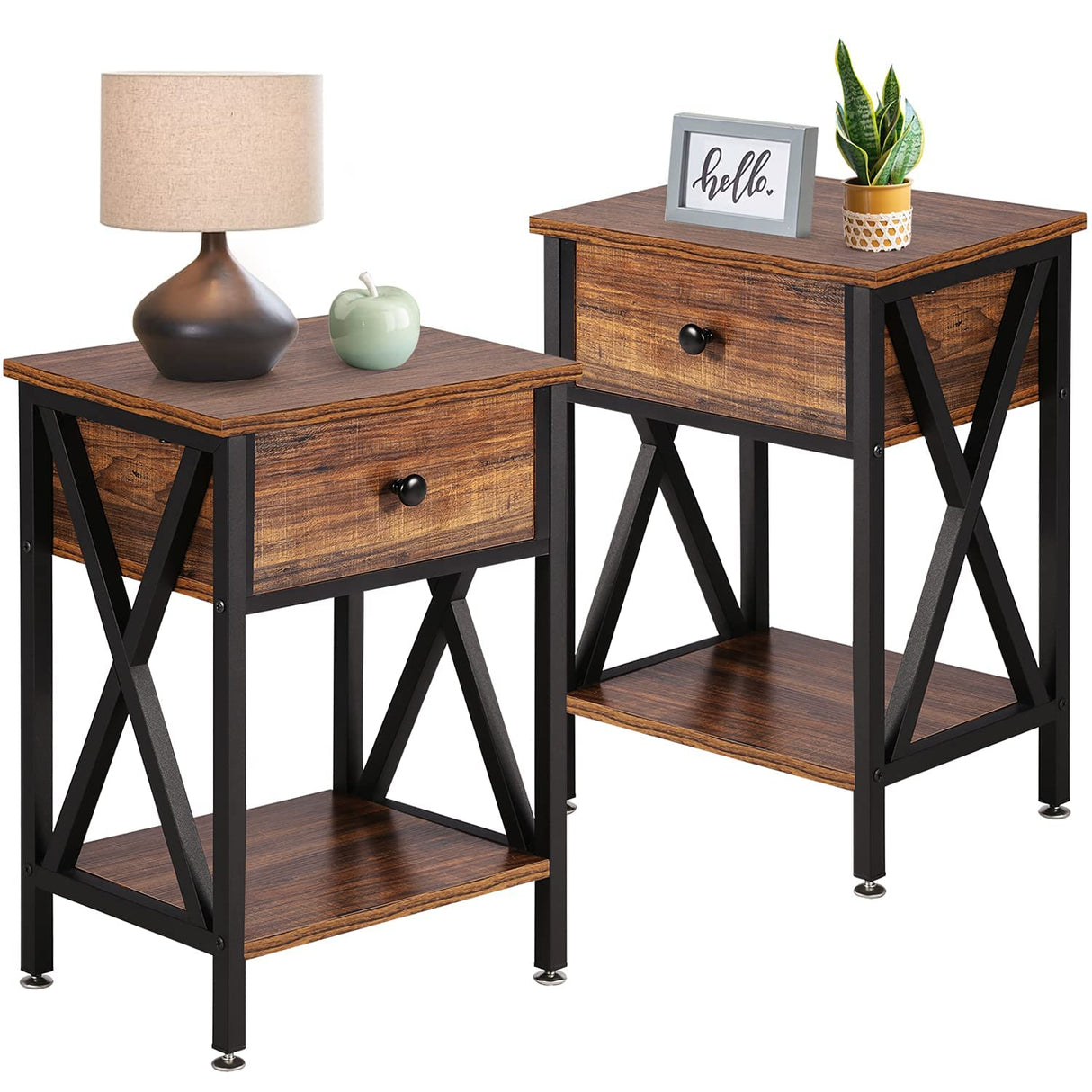 Nightstands Set of 2, Modern Bedside End Tables, Night Stands