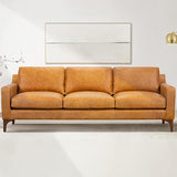Sorrento Leather Couch – 86-Inch Leather Sofa with Tufted Back - Full Grain Leather Couch with Feather-Down