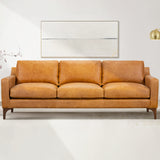 Sorrento Leather Couch – 86-Inch Leather Sofa with Tufted Back - Full Grain Leather Couch with Feather-Down