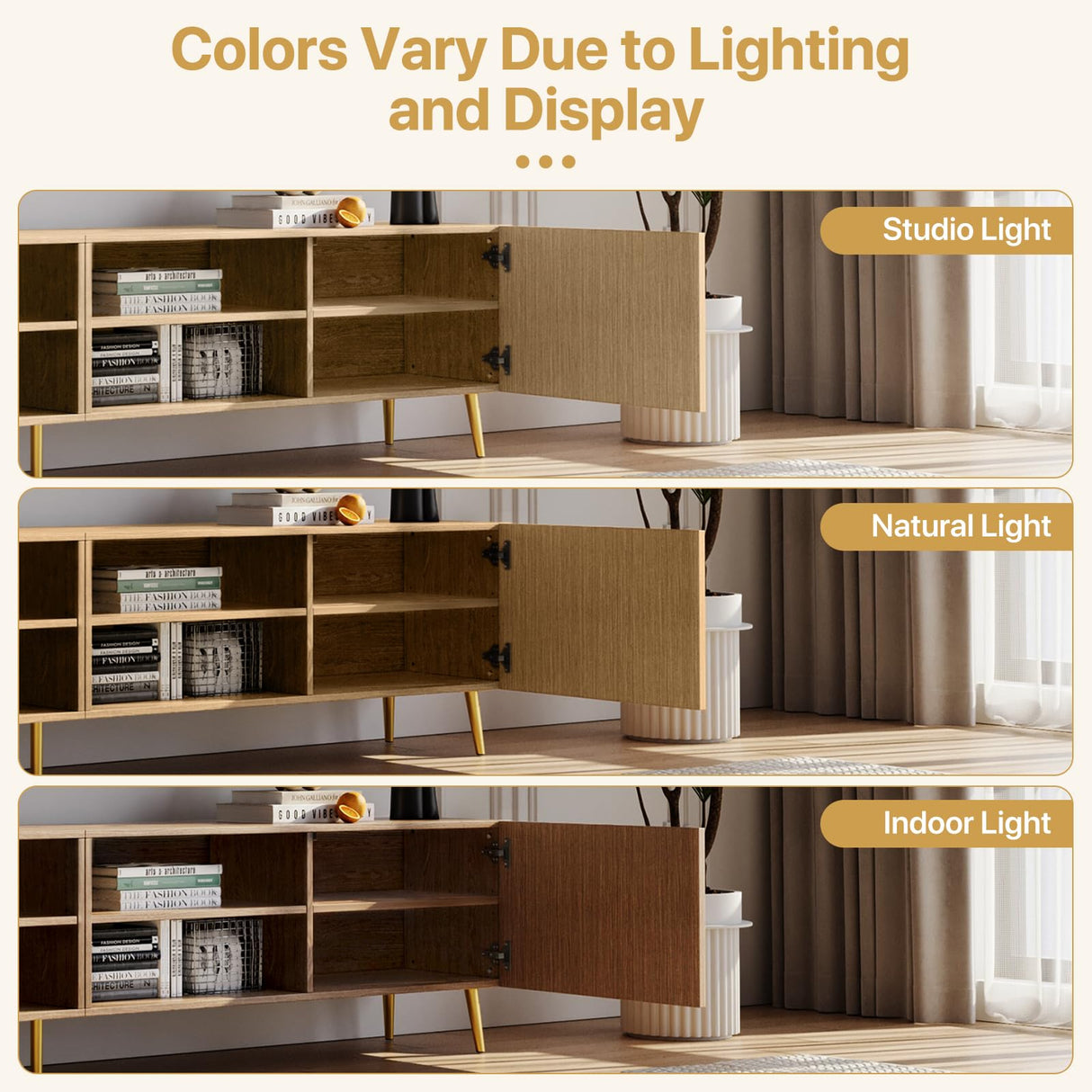 86 Inch TV Stand with Fluted Design and Adjustable Shelves