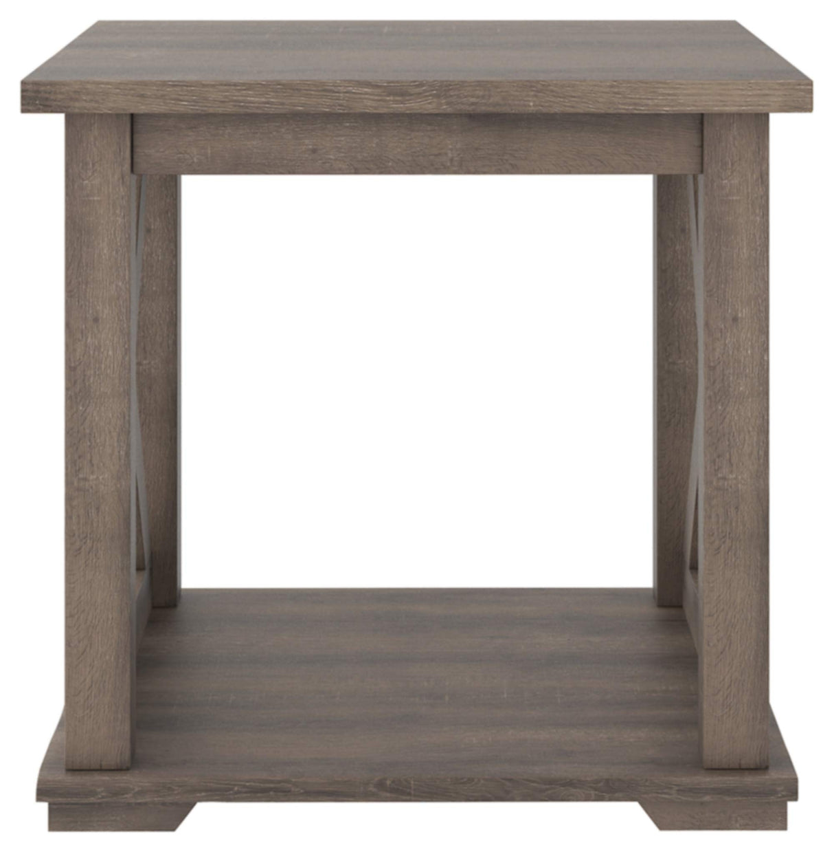 Arlenbry Farmhouse End Table with Crossbuck Details, Weathered Oak Brown