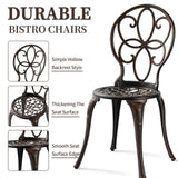 Outdoor Bistro Table and Chairs Set of 2 with Umbrella Hole, Cast Aluminum Bistro Set