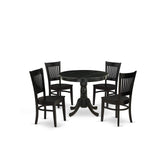 ANVA5-BLK-W 5 Piece Modern Dining Table Set Includes a Round Kitchen