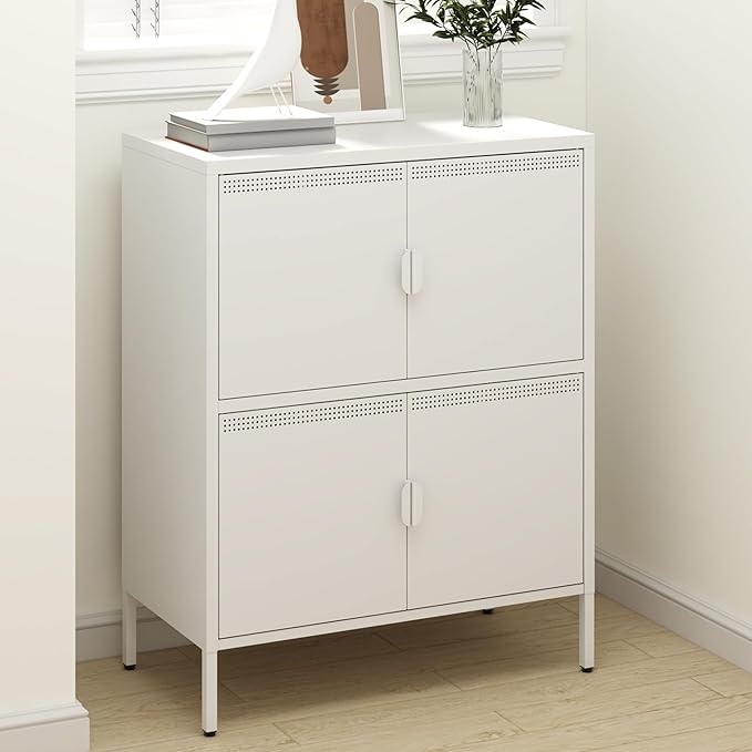 Metal Locker Storage Cabinet with 6 Doors and 4 Shelves，56.6" Tall Steel Office Storage