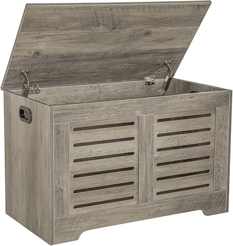 Storage Chest, Flip-Top Wooden Toy Box with 2 Safety Hinges, Retro Entryway Shoe Bench