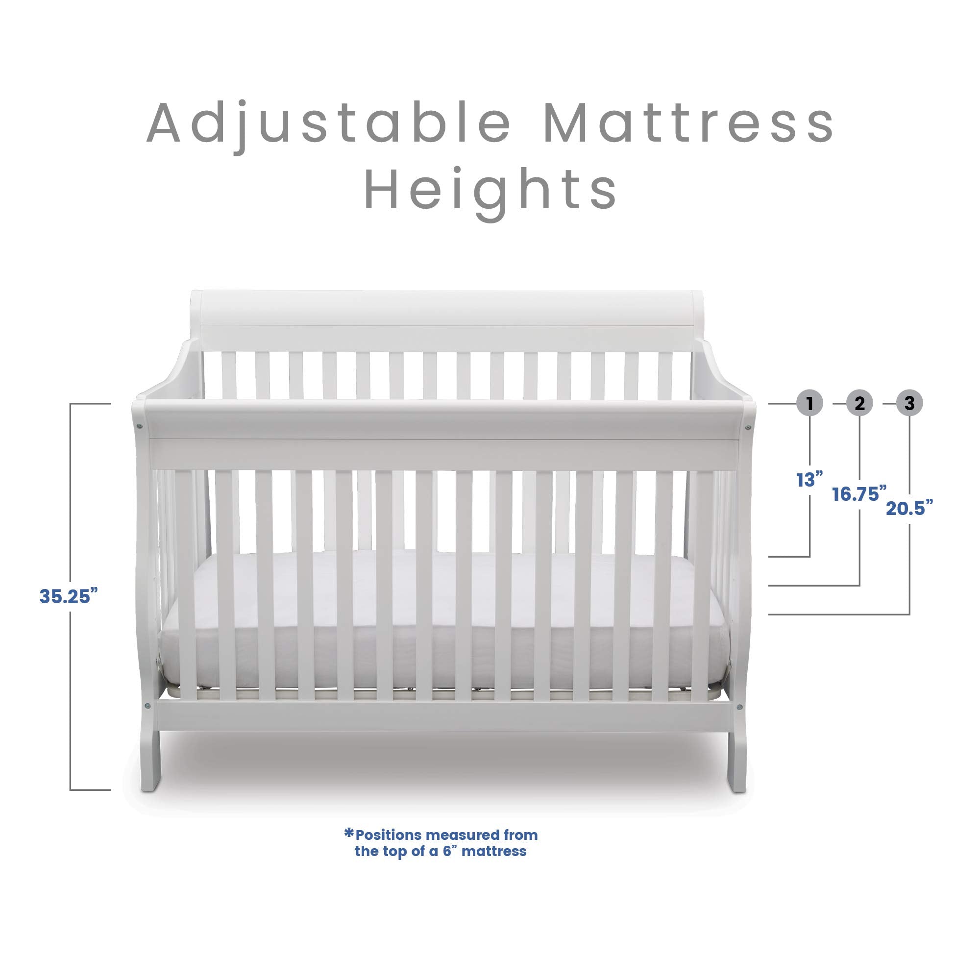 Delta Children Canton 4-in-1 Convertible Crib - Easy to Assemble, Bianca White