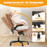Executive Office Chair with Flip-Up Armrests - Ergonomic Mid-Back Leather Desk Chair