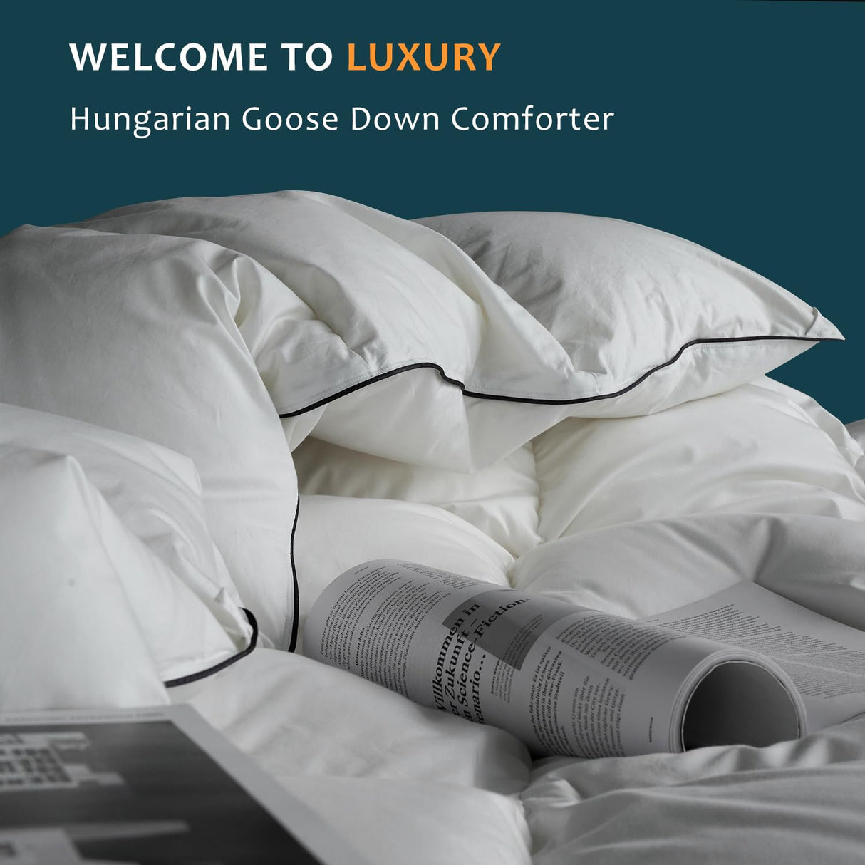 Hungarian White Goose Down Comforter Queen Size - 800 Fill Power All Seasons Duvet