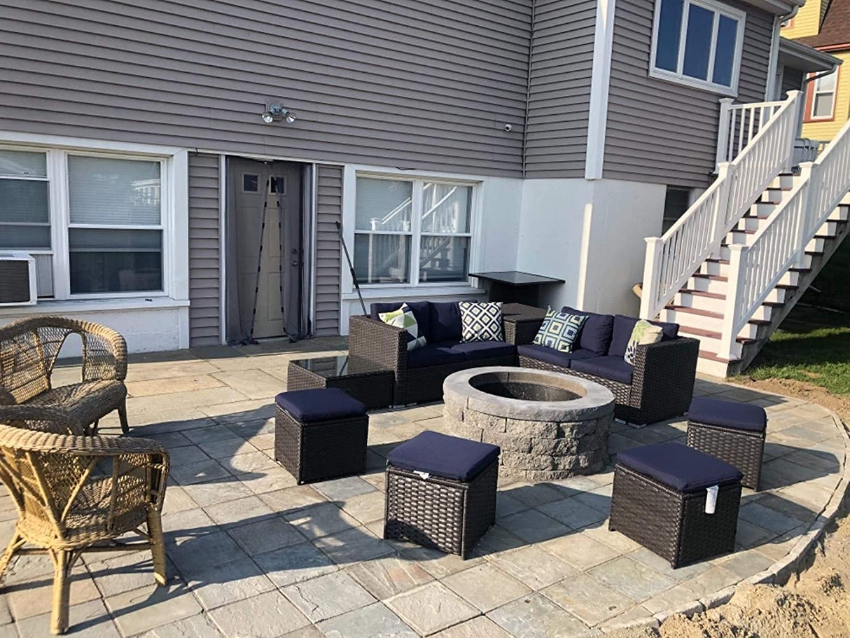 9 Piece Outdoor Furniture Sectional Patio Sofa Dining Set