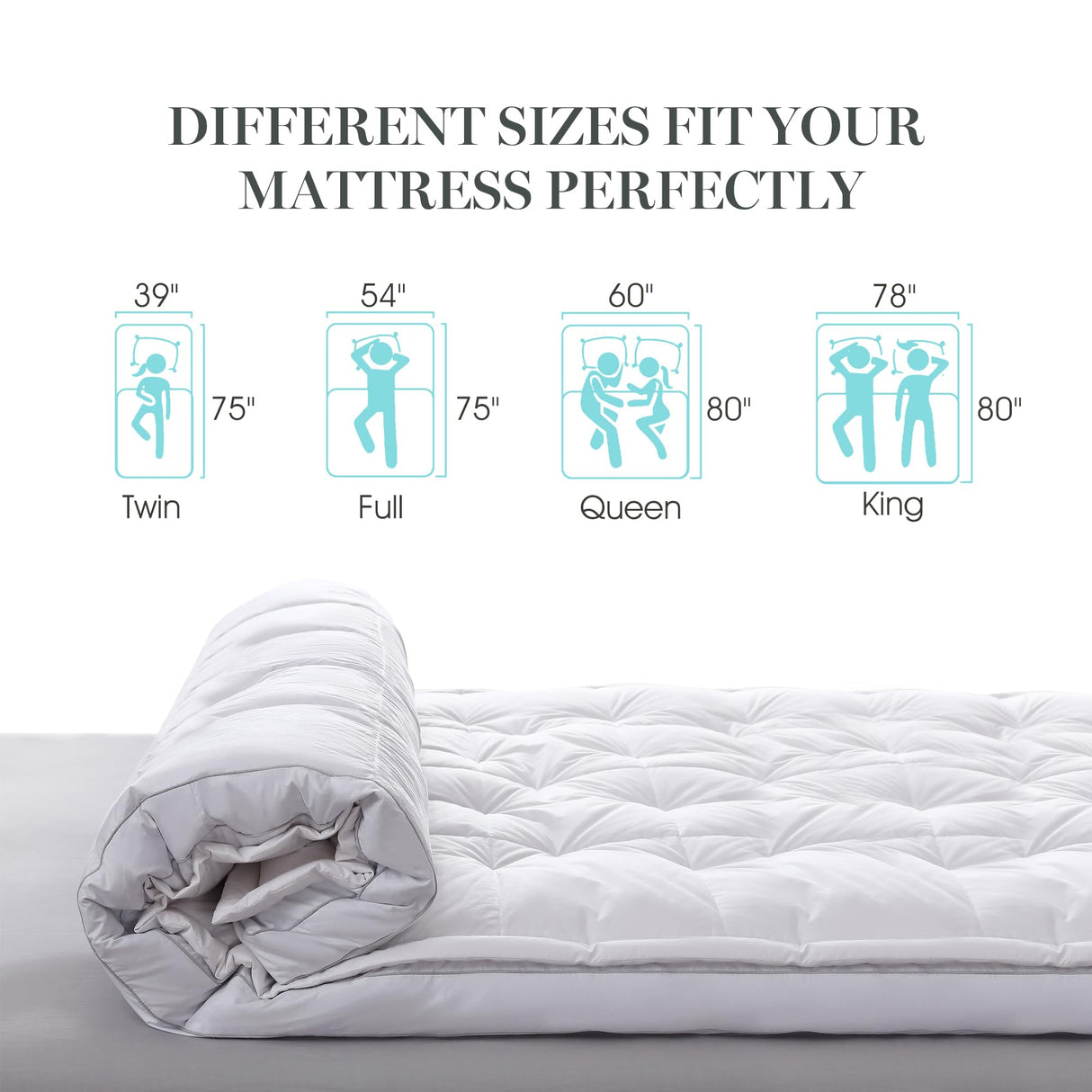 3 Inch White Down Mattress Topper - Queen Size White Feather