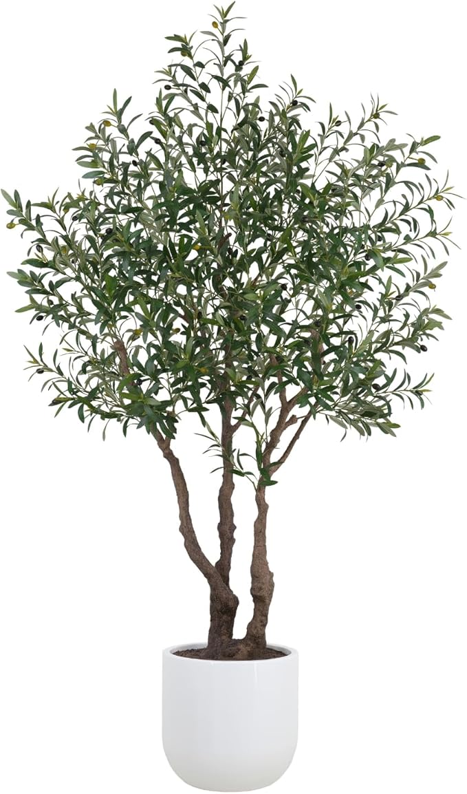 Olive Topiary Tree, Premium Handmade Artificial Indoor Plant Stands 34” Tall
