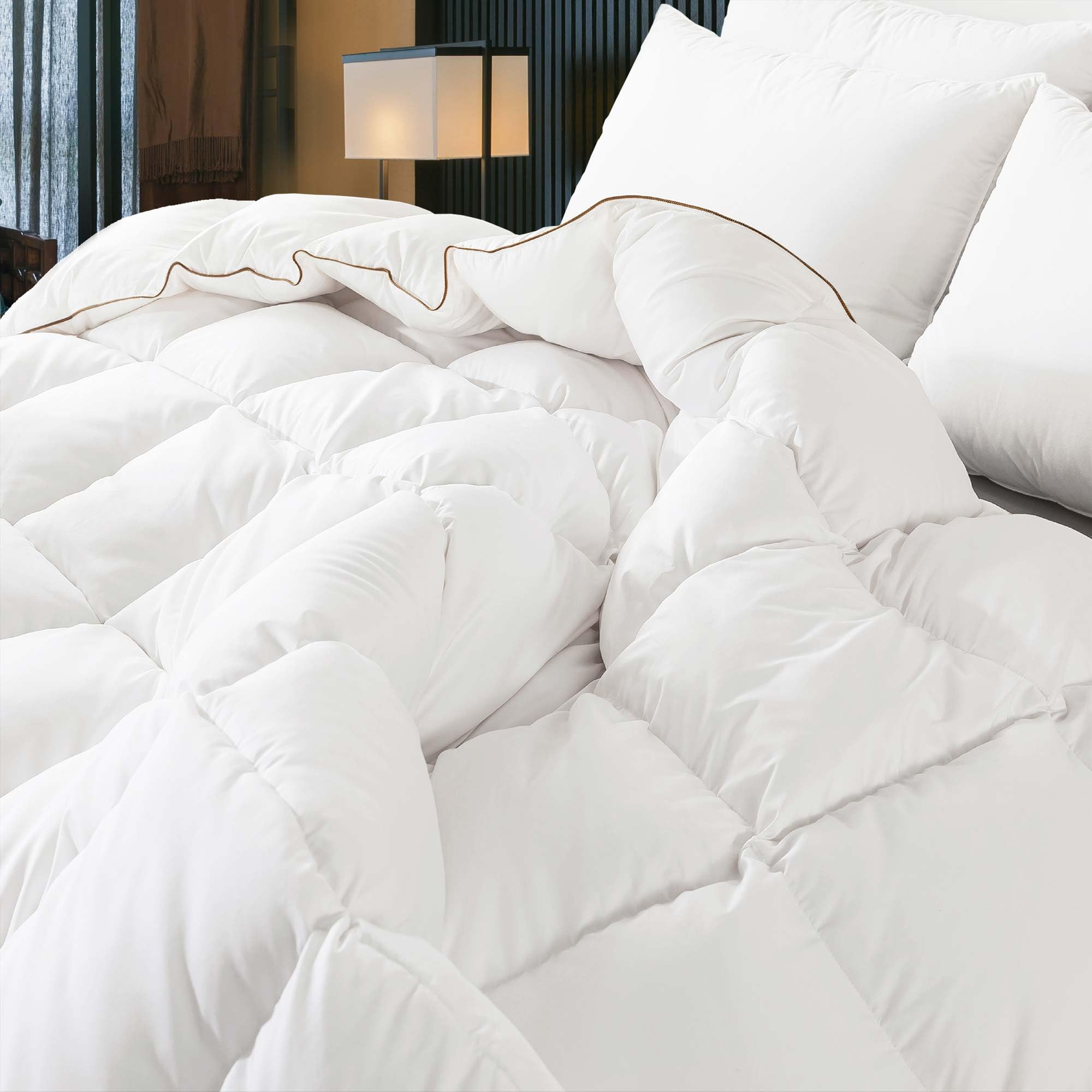 Puffy White Goose/Duck Feather Down Comforter Oversize King