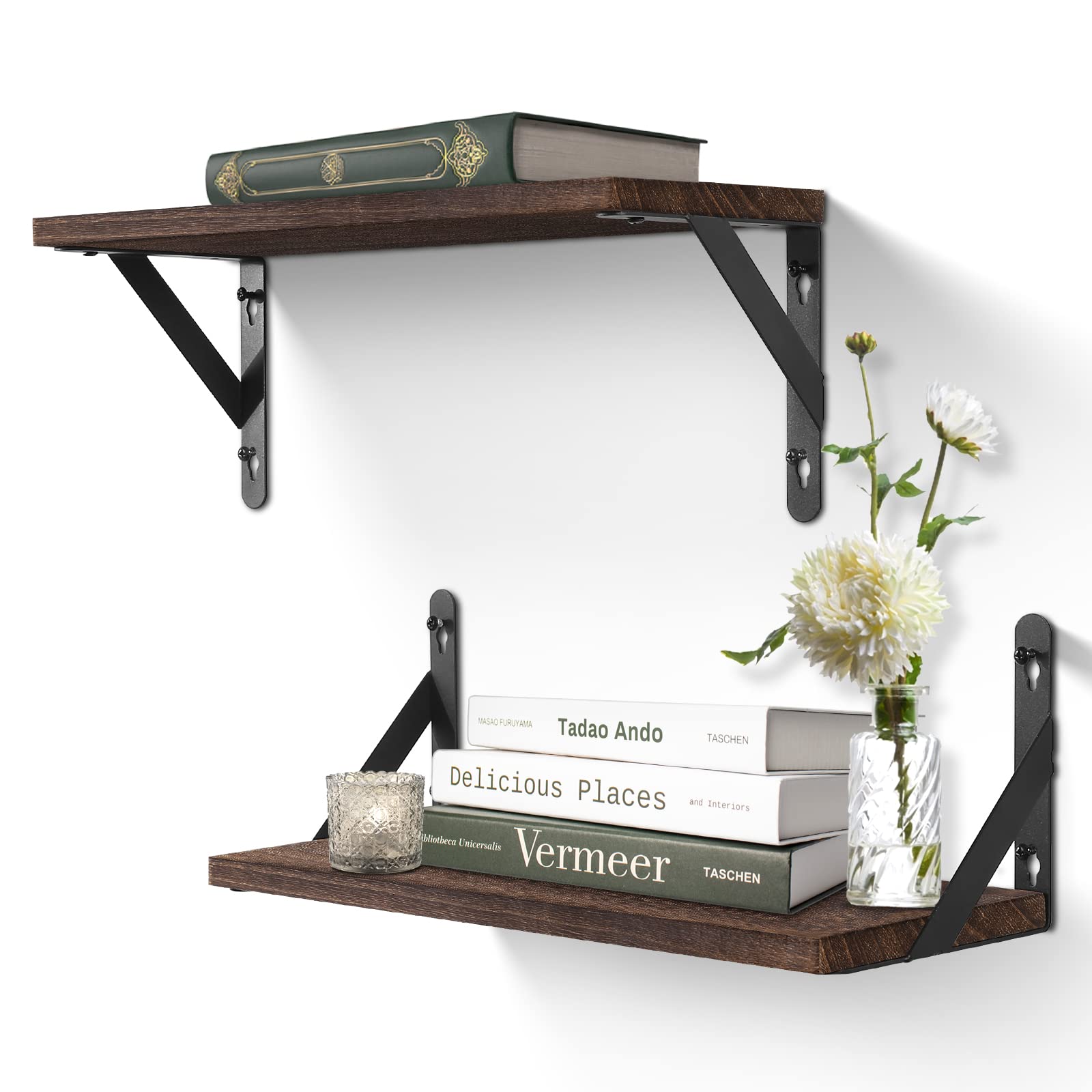 Floating Shelves, Solid Wood Wall Mounted Shelf for Bathroom