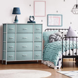 Kids Dresser with 12 Drawers - Chest Organizer Unit with Steel Frame Wood Top & Handle