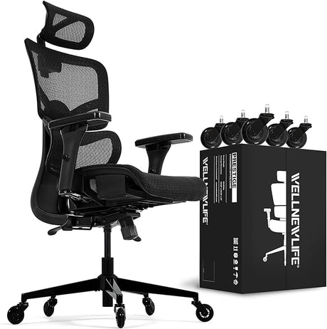 Prestige Ergonomic Office Chair - Height Adjustable Backrest Lumbar Support, Seat Depth