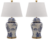 Blue & White Chinoiserie Ginger Jar Table Lamps - Set of 2