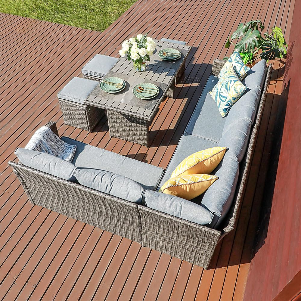 Patio Furniture Set, 7 Piece Patio Dining Sofa Set, Outdoor Sectional Sofa Conversation