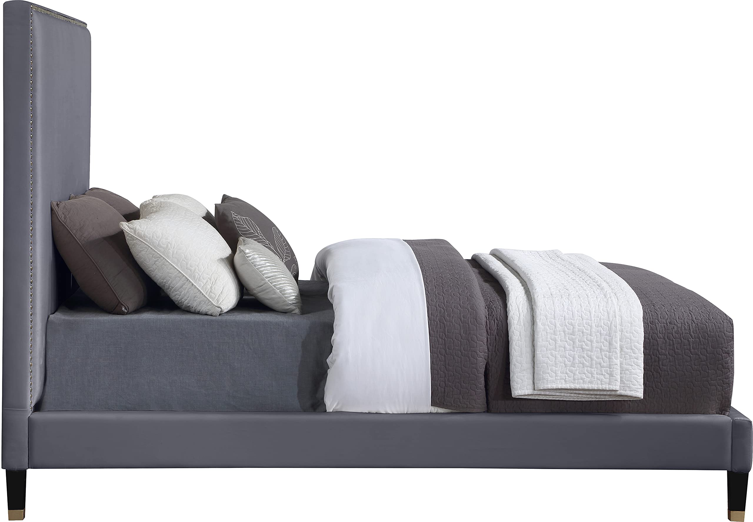 HarlieGrey-F Harlie Collection Modern | Contemporary Velvet Upholstered Full Bed