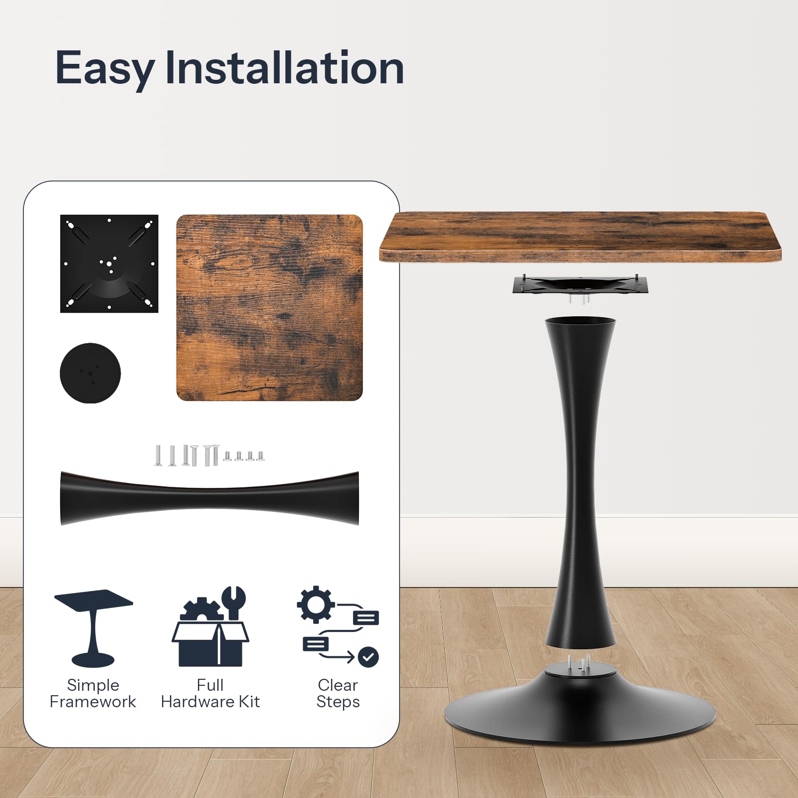 Square Dining Table for 2 - 27.6" Small Space Kitchen Table with Heavy Base