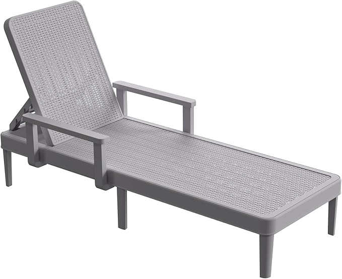 Chaise Lounge Chair Outdoor - Set of 2 with 5 Position Adjustable Backrest