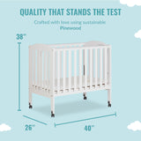 2-In-1 Portable Folding Stationary Side Crib In White