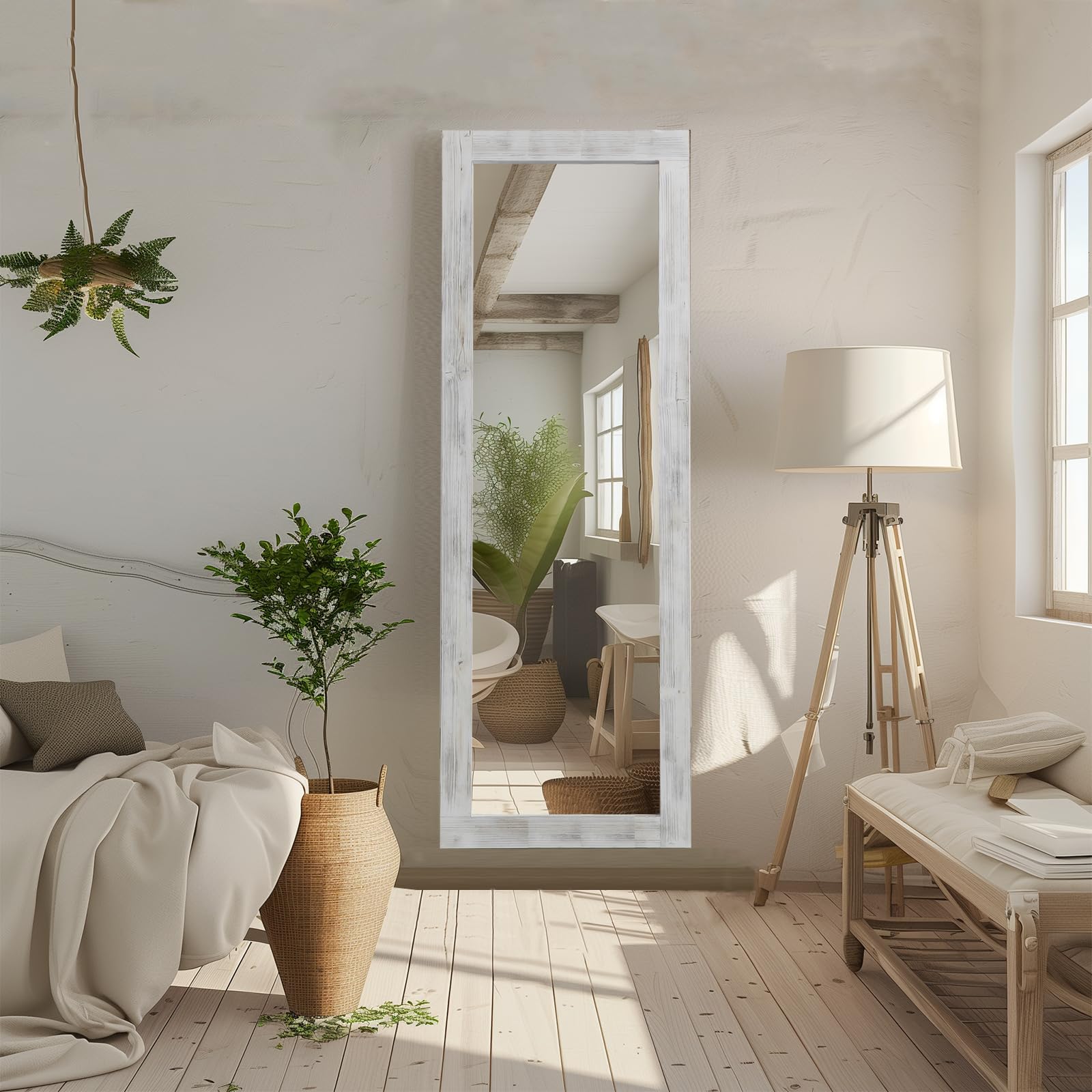 Full Length Mirror, 64"x21" Wood Frame Floor Mirror, Free Standing Mirror Leaning Hanging