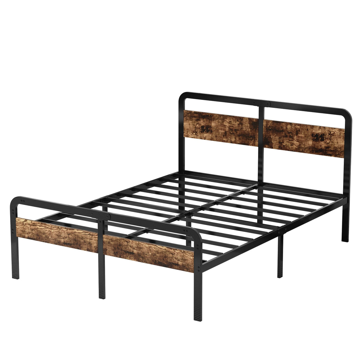 King Size Bed Frame with Wood Headboard and Footboard 14 Inch,