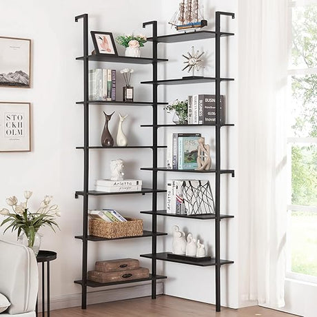 Corner Bookshelf,12-Tier L Shaped Bookshelf, Double Wide Corner Wall Mount Bookcase